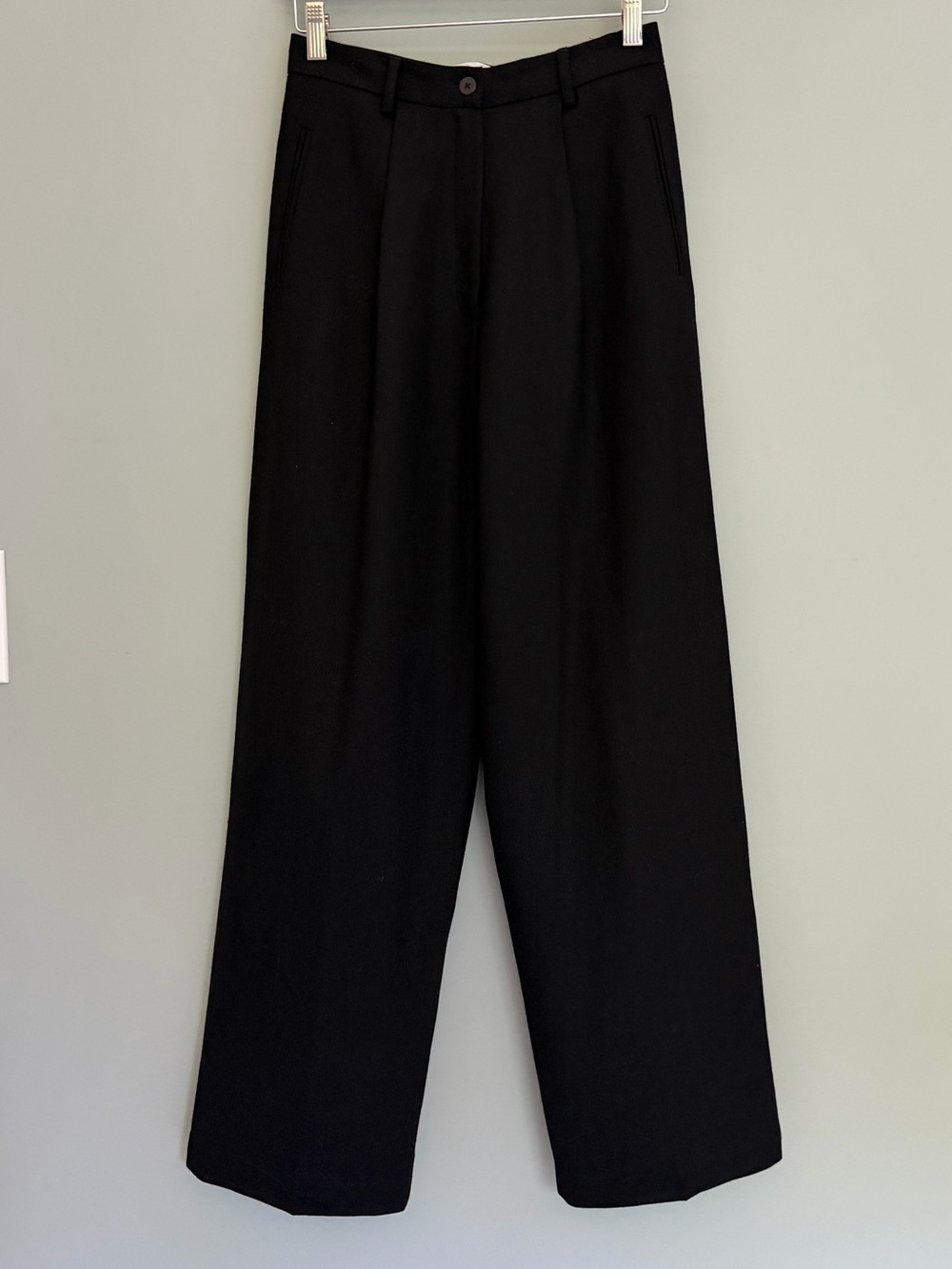 VTG Hugo Buscati 100% Wool Black Tailored Wide Leg Single Pleat Trouser Pant